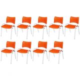 Cadeira Iso Base Branco Igreja, Escola, Escritório - Laranja Kit 9 Peças
