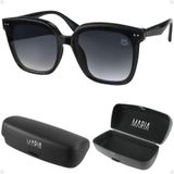 Oculos Sol Feminino Casual Proteção Uv Vintage Praia + Case Qualidade Premium Quadrado Black Piano