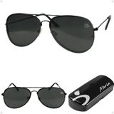 Oculos Sol Feminino Aviador Preto Aço Inoxidavel + Case Armação Preta Qualidade Premium Original