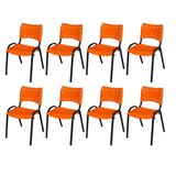 Cadeira Iso Base Preto Igreja, Escola, Escritório - Laranja Kit 8 Peças