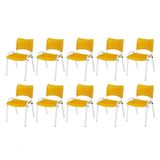 Cadeira Iso Base Branco Igreja, Escola, Escritório - Amarelo Kit 10 Peças
