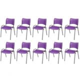 Cadeira Iso Base Cinza, Igreja, Escola, Escritório -violeta Kit 10 Peças