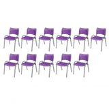 Cadeira Iso Base Cinza, Igreja, Escola, Escritório -violeta Kit 11 Peças