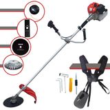 Roçadeira À Gasolina Anmax Cg430p Tb 43cc 2hp De Potência Com 5 Opções De Corte C/ Carretel + 3 Facas + Escova De Aço Para Pavers E Concreto