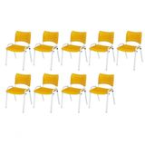 Cadeira Iso Base Branco Igreja, Escola, Escritório - Amarelo Kit 9 Peças