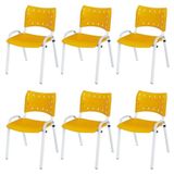 Cadeira Iso Base Branco Igreja, Escola, Escritório - Amarelo Kit 6 Peças