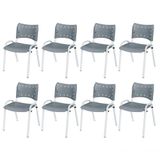 Cadeira Iso Base Branco Igreja, Escola, Escritório - Cinza Kit 8 Peças