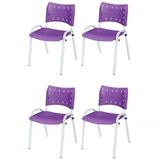 Cadeira Iso Base Branco Igreja, Escola, Escritório - Violeta Kit 4 Peças