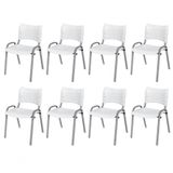 Cadeira Iso Base Cinza, Igreja, Escola, Escritório - Branco Kit 8 Peças