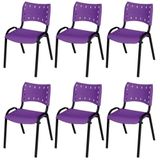 Cadeira Iso Base Preto Igreja, Escola, Escritório - Violeta Kit 6 Peças