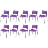 Cadeira Iso Base Cinza, Igreja, Escola, Escritório -violeta Kit 9 Peças