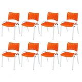 Cadeira Iso Base Branco Igreja, Escola, Escritório - Laranja Kit 8 Peças