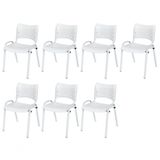 Cadeira Iso Base Branco Igreja, Escola, Escritório - Branco Kit 7 Peças