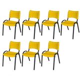 Cadeira Iso Base Preto Igreja, Escola, Escritório - Amarelo Kit 7 Peças