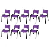 Cadeira Iso Base Preto Igreja, Escola, Escritório - Violeta Kit 9 Peças