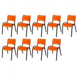 Cadeira Iso Base Preto Igreja, Escola, Escritório - Laranja Kit 9 Peças