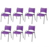 Cadeira Iso Base Cinza, Igreja, Escola, Escritório -violeta Kit 7 Peças