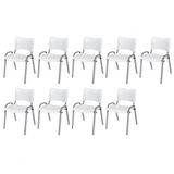 Cadeira Iso Base Cinza, Igreja, Escola, Escritório - Branco Kit 9 Peças
