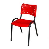 Cadeira Iso Base Preto Igreja, Escola, Escritório - Vermelho - Kit 1 Peça
