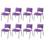 Cadeira Iso Base Cinza, Igreja, Escola, Escritório -violeta Kit 8 Peças