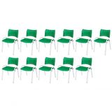 Cadeira Iso Base Branco Igreja, Escola, Escritório - Verde Kit 11 Peças