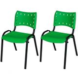 Cadeira Iso Base Preto Igreja, Escola, Escritório - Verde Kit 2 Peças