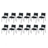 Cadeira Iso Base Cinza, Igreja, Escola, Escritório - Preto Kit 12 Peças