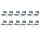 Cadeira Iso Base Branco Igreja, Escola, Escritório - Cinza Kit 12 Peças