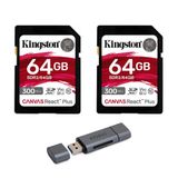Cartão Sd Kingston Canvas React Plus 64gb U3 V90 (pacote Com 2)