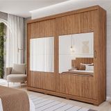 Guarda-roupa Casal 2 Portas De Correr Com 4 Espelhos E Pés 243cm 100% Mdf Marsala Espresso Móveis Cinamomo