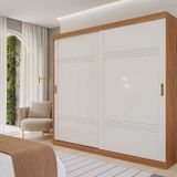 Guarda-roupa Casal 2 Portas De Correr 243cm 100% Mdf Marsala Espresso Móveis Cinamomo/ Off White
