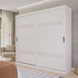 Guarda-roupa Casal 2 Portas De Correr 243cm 100% Mdf Marsala Espresso Móveis Branco