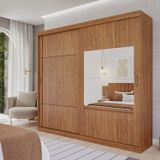 Guarda-roupa Casal 2 Portas De Correr 2 Espelhos 243cm 100% Mdf Marsala Espresso Móveis Cinamomo