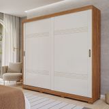Guarda-roupa Casal 2 Portas De Correr E Pés 243cm 100% Mdf Marsala Espresso Móveis Cinamomo/ Off White