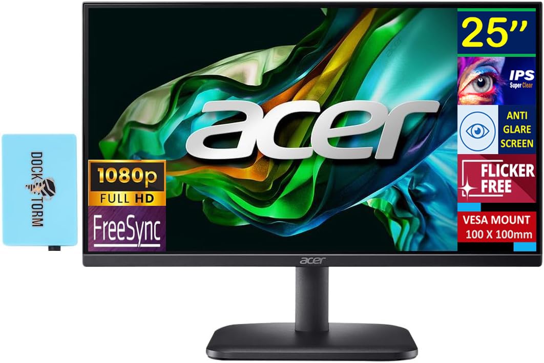 Monitor Acer Ek251q E 25" Fhd Ips 100hz Freesync Com Dockstorm