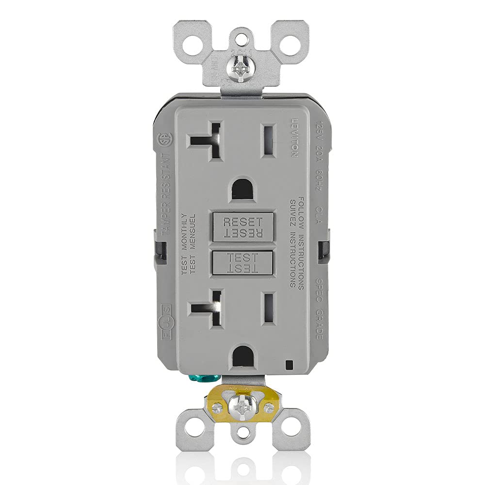 Gfci Outlet Leviton 20 Amp Self-test, Cinza Resistente A Violações