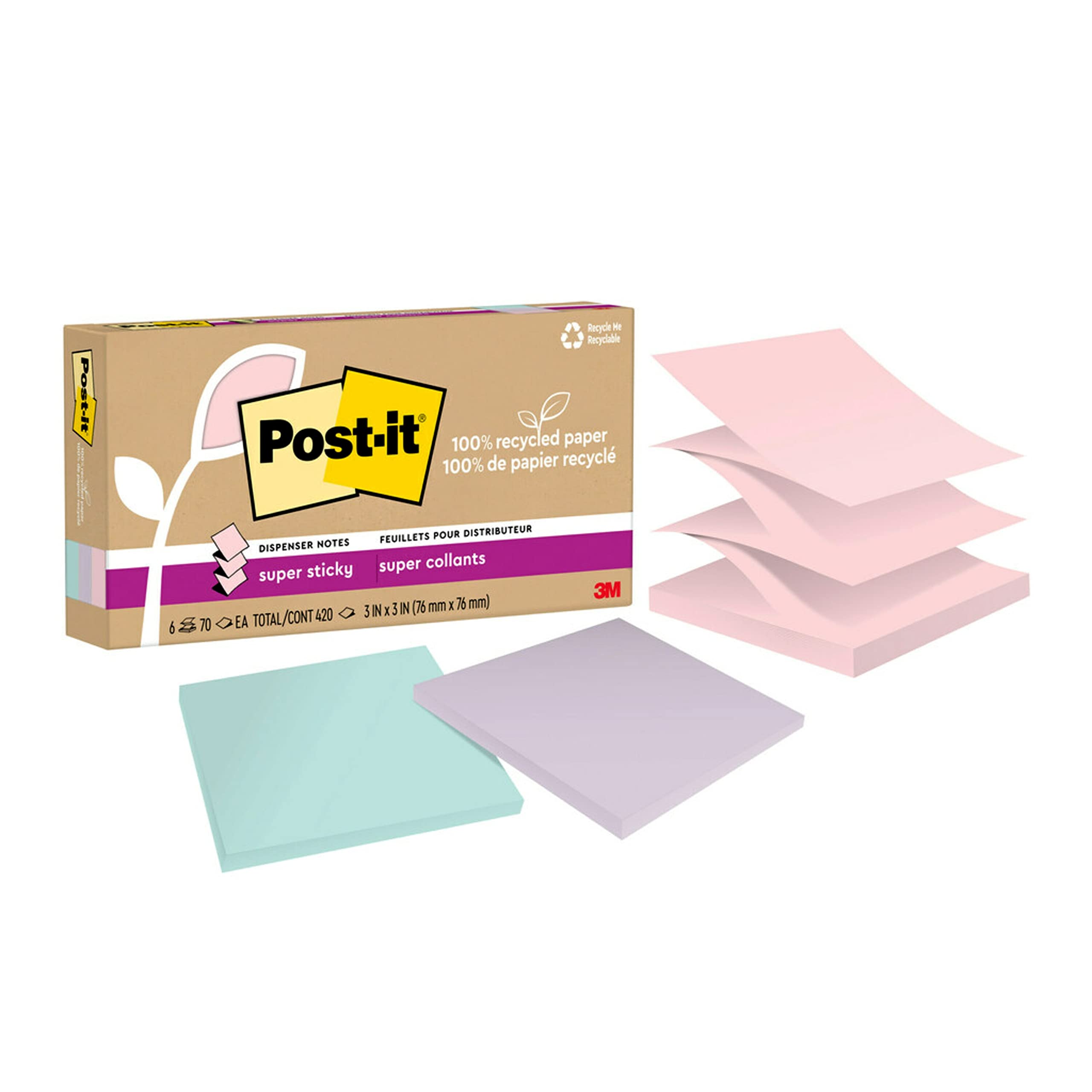 Sticky Notes Post-it Wanderlust Pastels 100% Papel Reciclado