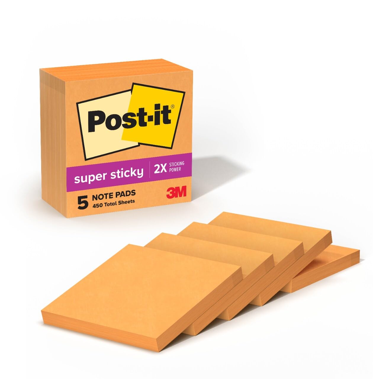 Sticky Notes Post-it Super Sticky 3 X 3 Polegadas, 5 Almofadas Vital Orange