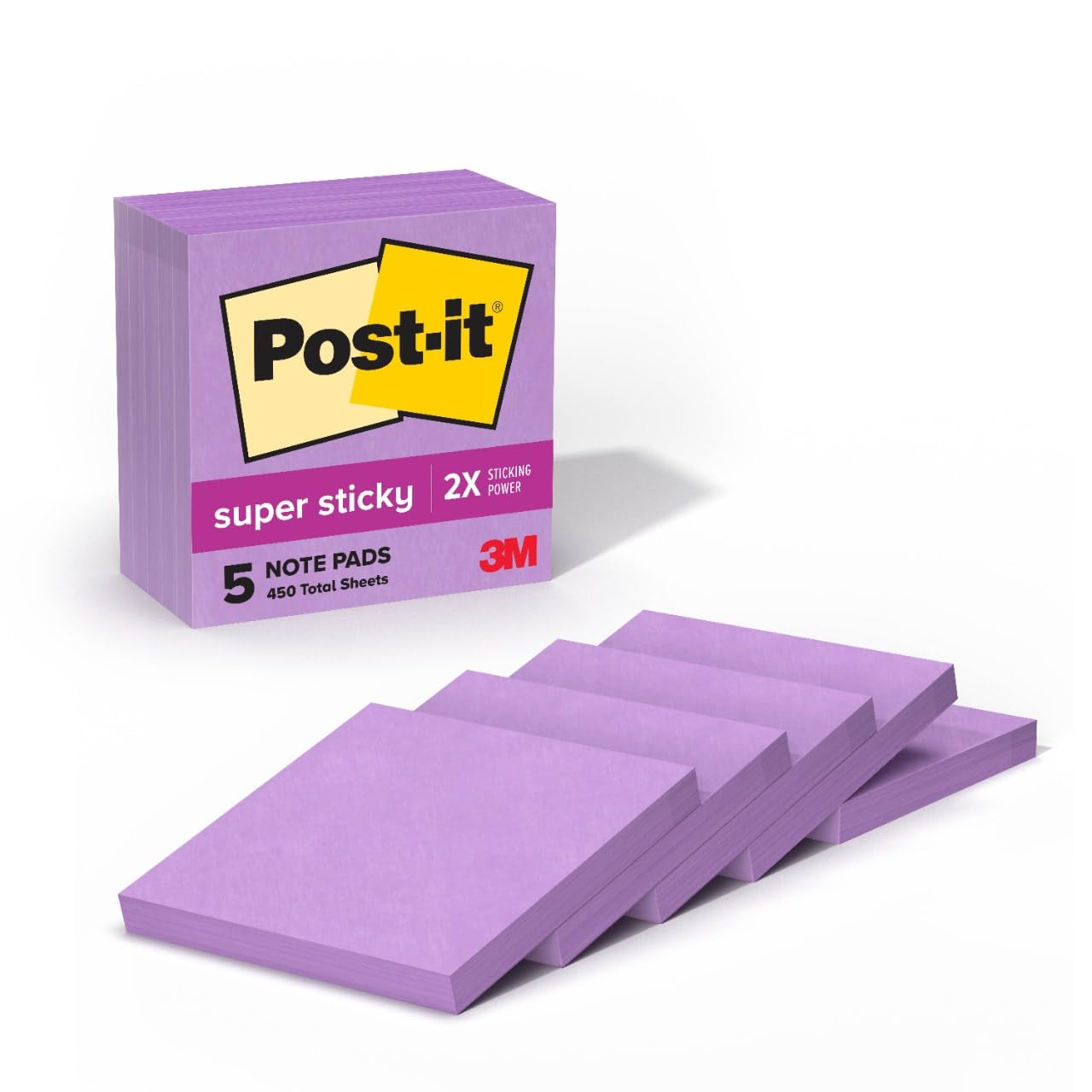 Sticky Notes Post-it Super Sticky 3 X 3 Polegadas, 5 Almofadas, Íris Roxa