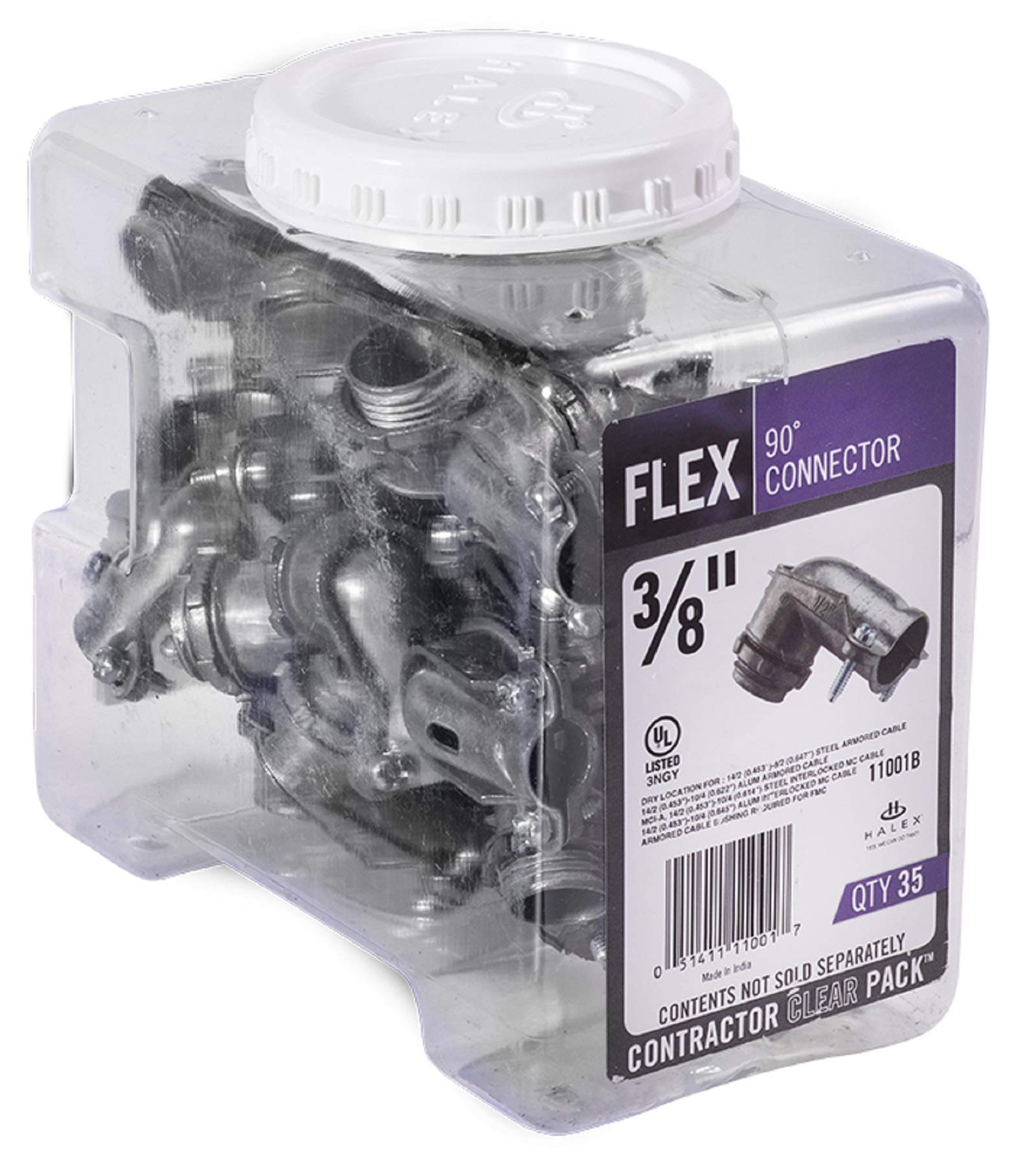 Conector Flex 90deg Halex 3/8 Polegadas (1/2 Polegada Ko) - Pacote Com 35