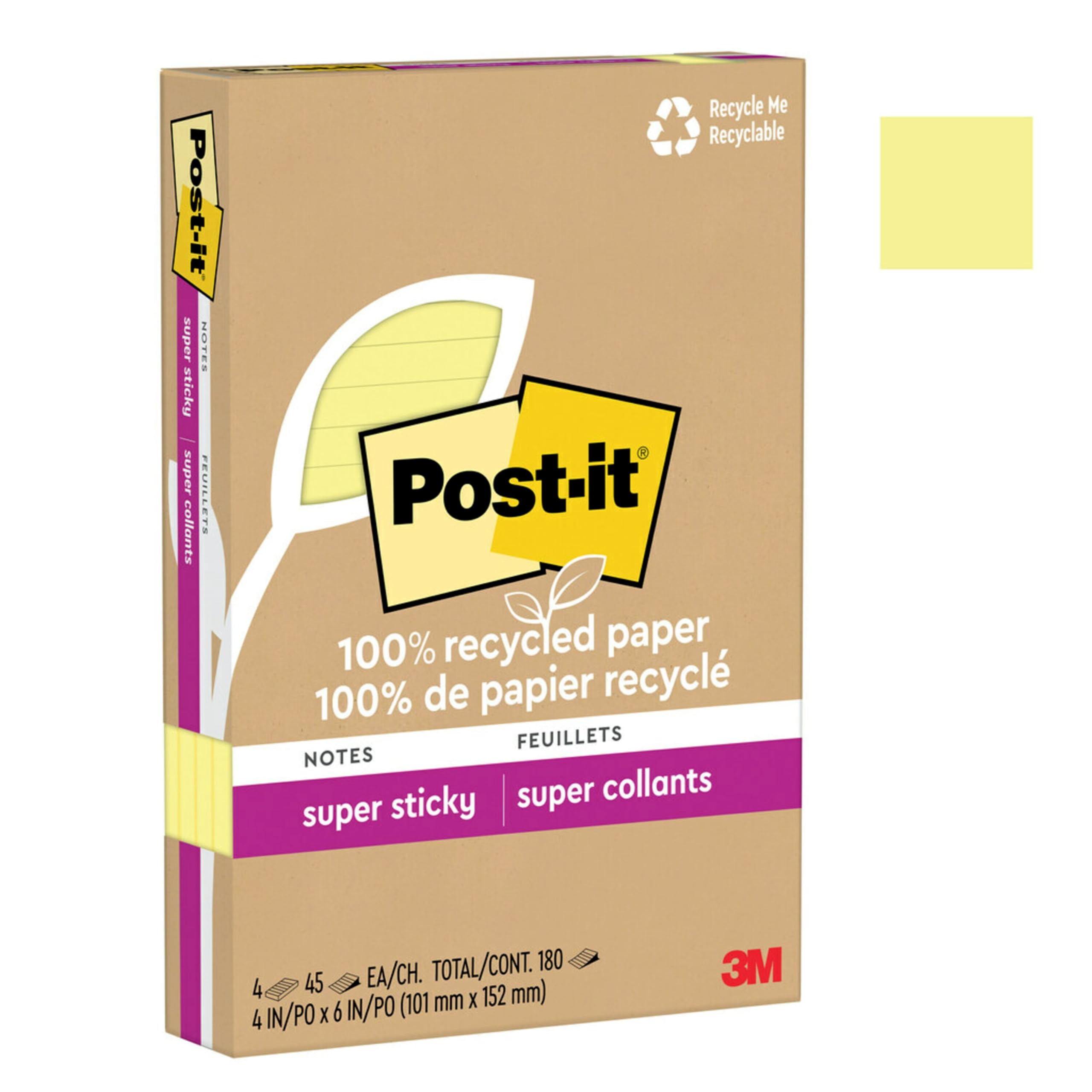 Papel Sticky Notes Post-it 100% Reciclado 4x6cm 45 Folhas