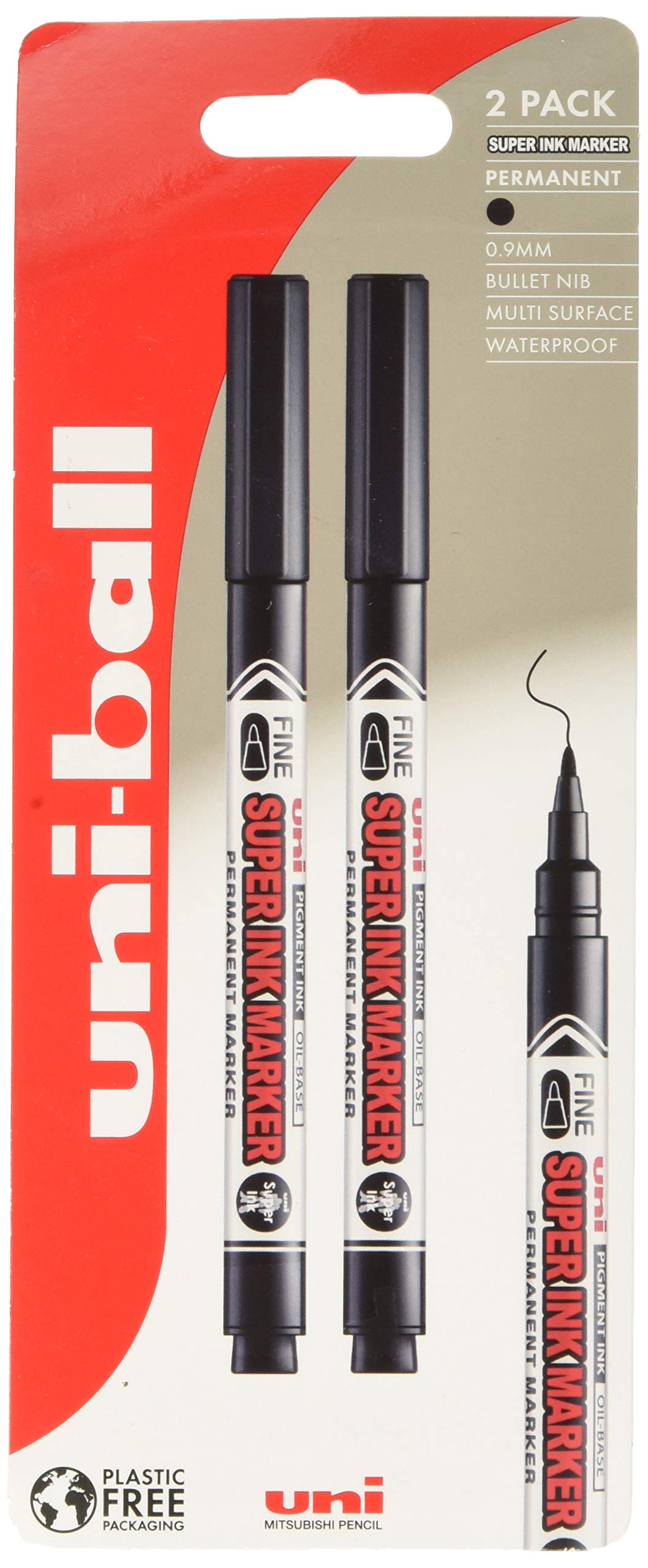 Marker Uni Super Ink Pna-125 Black Permanent Pack 2