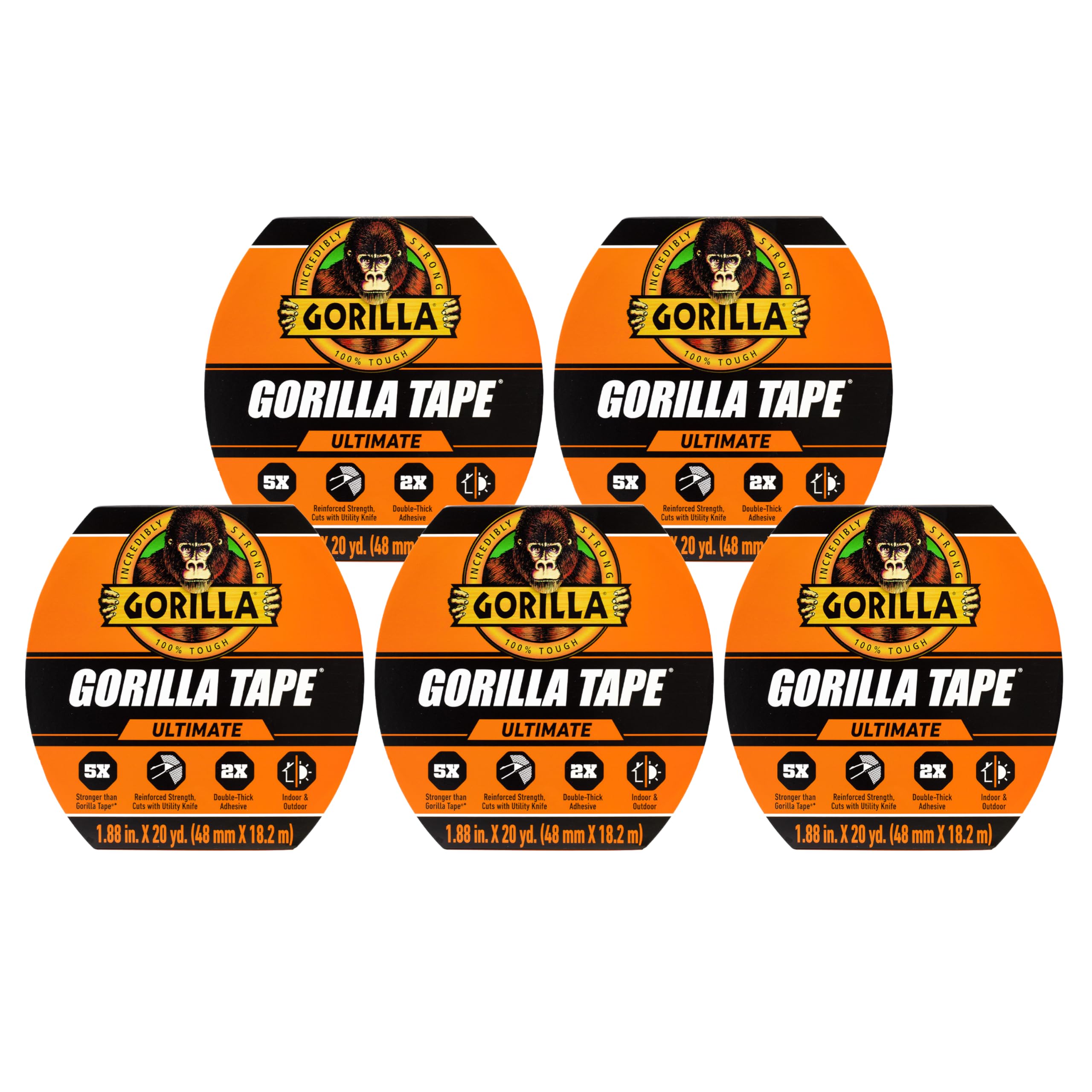 Tape Gorilla Ultimate, Tecido De Alta Resistência, 1,88 Cm X 18,29 M, Preto