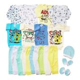 Kit Roupa De Bebe Maternidade 14 Peças Enxoval Body E Mijão Menino