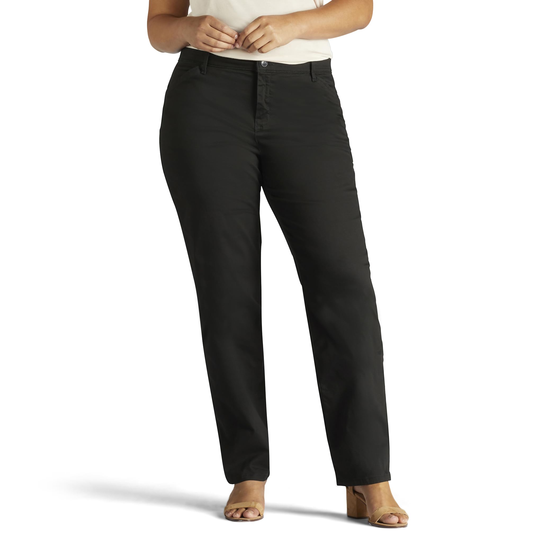 Pant Lee All Day Relaxed Fit Para Mulheres, Tamanho Grande, Preta, 18 W