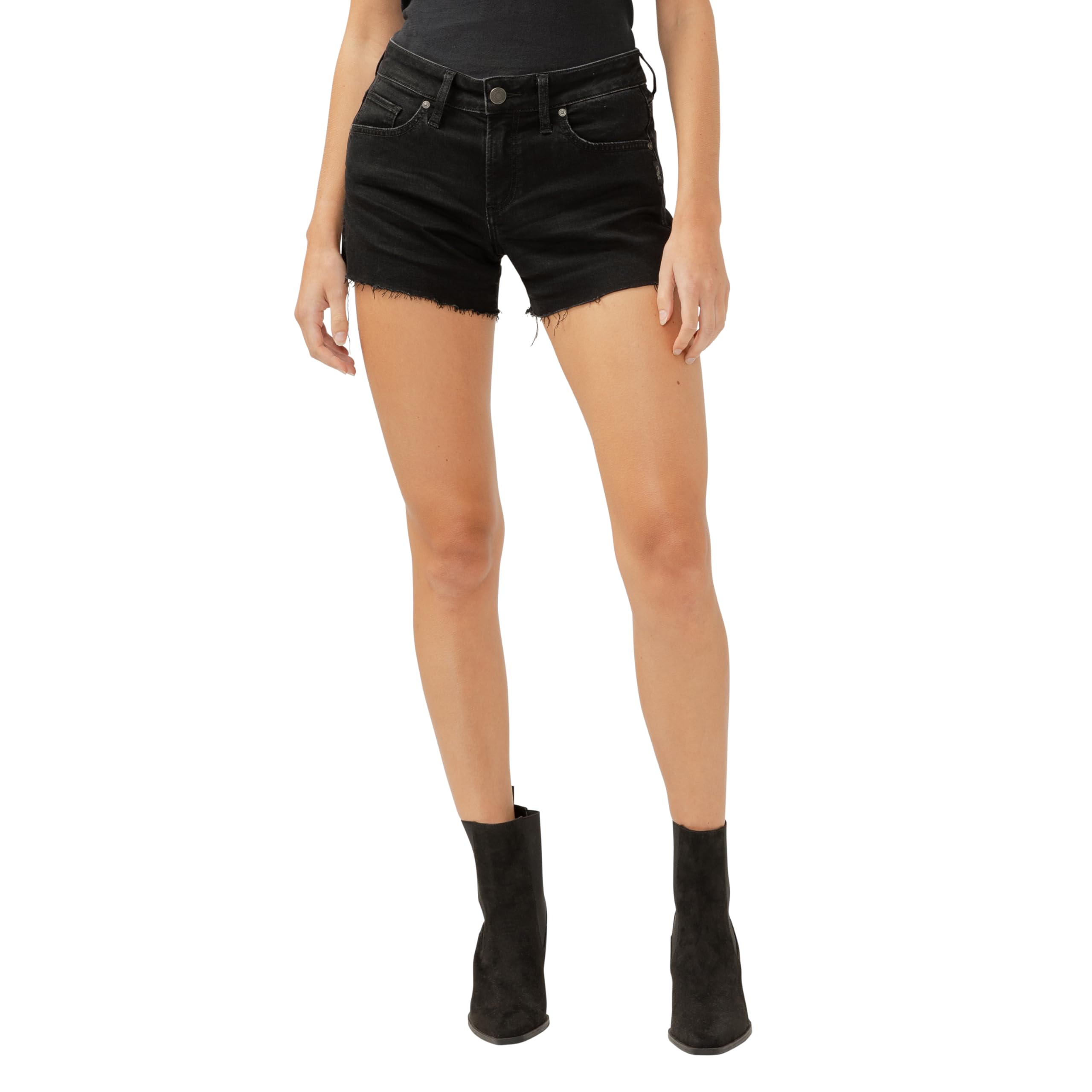 Calções Silver Jeans Co. Boyfriend Mid Rise, Preto, 34