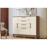 Cômoda De Quarto Pinhais C/ 2 Portas E 4 Gavetas Jatoba/areia - Santos Andirá