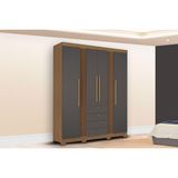 Guarda Roupa Casal 4 Portas E 4 Gavetas C/ Pés Aurora 4.4 Jatobá/grafite - Santos Andirá