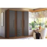 Guarda Roupa Casal 4 Portas E 4 Gavetas Aurora 4.4 Jatobá/grafite - Santos Andirá