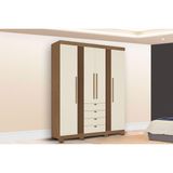 Guarda Roupa Casal 4 Portas E 4 Gavetas C/ Pés Aurora 4.4 Jatoba/areia - Santos Andirá
